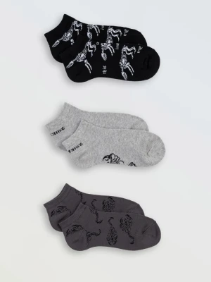 Szaro-czarny zestaw skarpet we wzory 3-PAK Reporter