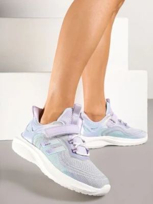 Zdjęcie produktu Szaro-Fioletowe Buty Sportowe Sneakersy z Ozdobnymi Paskami Neolina