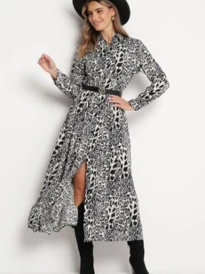 Szaro-Granatowa Sukienka Adolia rosa