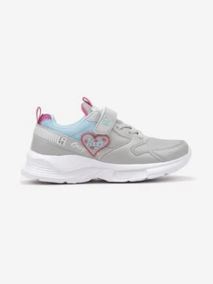 Szaro-Niebieskie Buty Sportowe Sneakersy z Napisem i Gwiazdkami Ilanisse