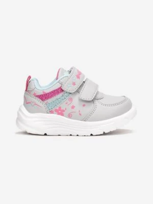 Szaro-Niebieskie Buty Sportowe z Brokatem na Rzepy Ceyda