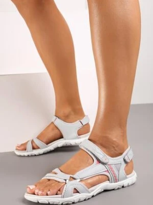 Szaro-Pomarańczowe Sandały Sofranos