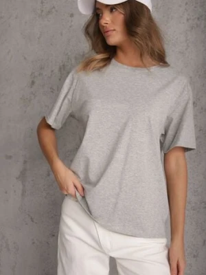 Szary Bawełniany T-shirt o Kroju Oversize Neduna romee's