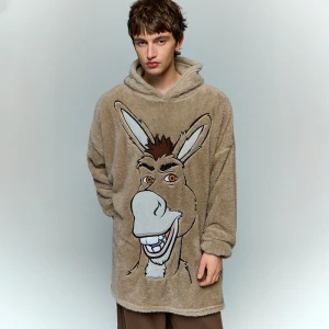 Szary bluzokoc z kapturem i motywem osła ze Shreka House