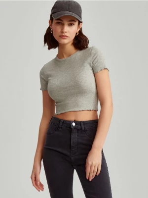 Szary crop top z krótkim rękawem House