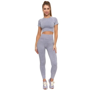Szary Damski Komplet Top + Legginsy Moraj