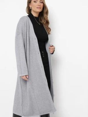 Szary Długi Kardigan na Guziki Violattika