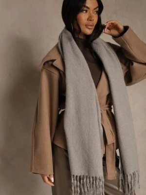 Szary Gładki Szalik z Frędzlami Vetimare