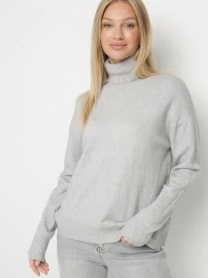 Szary Golf z Domieszką Kaszmiru Ozdobiony Przeszyciami Avonella tandem