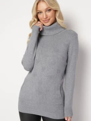 Szary Golf z Miękkiej Dzianiny Oamperie h&s