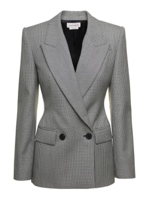 Szary Houndstooth Tailong Blazer Alexander McQueen