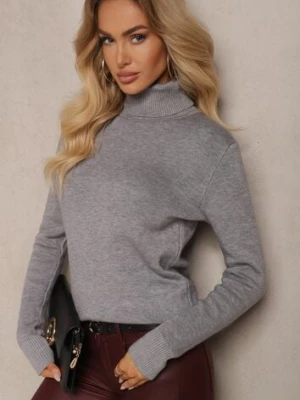 Szary Klasyczny Golf z Domieszką Wełny Zoziona j&x