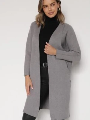 Szary Klasyczny Niezapinany Kardigan Elitusa glo-story