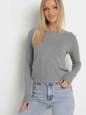 Szary Klasyczny Sweter z Wiskozą Oleva romee's