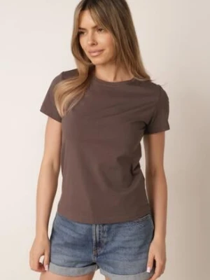 Szary Klasyczny T-shirt z Bawełny o Prostym Kroju Heneia romee's
