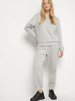 Szary Komplet Dresowy z Bawełną Bluza i Spodnie Joggery Ette h&s