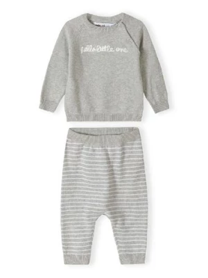 Szary komplet niemowlęcy z bawełny- bluzka i legginsy- Hello little one Minoti