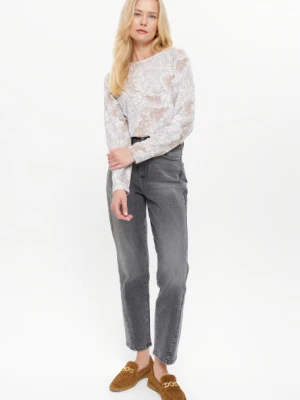 Szary lekki sweter z nadrukiem paisley Greenpoint