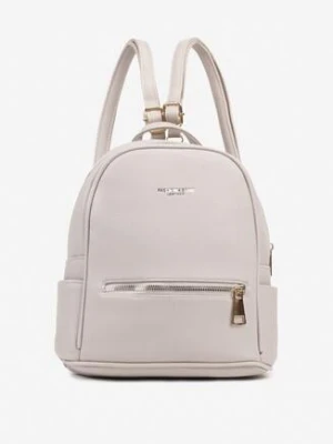 Szary Mały Plecak z Metaliczną Aplikacją i Suwakiem Pasmoria caely