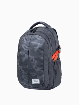 Szary plecak z kieszeniami we wzór camo Puccini