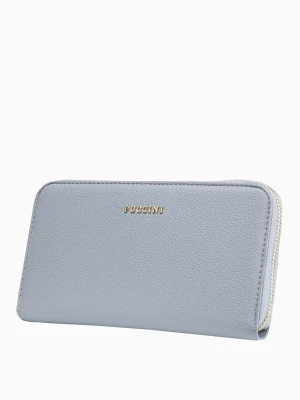 Szary portfel damski z miejscem na telefon Puccini