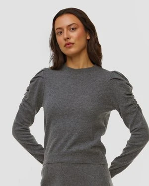 Szary Sweter Kaszmirowy Damski Kujten Naoto Round Neck