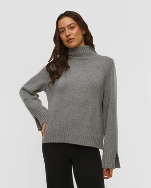 Szary Sweter Kaszmirowy Z Golfem Damski Allude