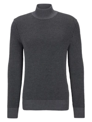 Szary sweter męski z wysokiej jakości bawełną i czystą wełną Hugo Boss