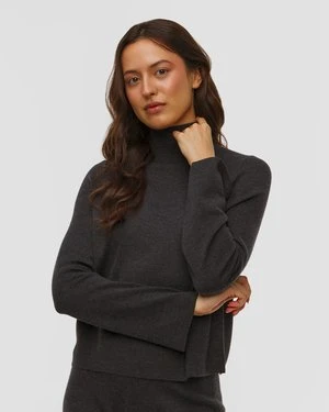 Szary Sweter Wełniany Z Golfem Damski Allude