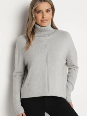 Szary Sweter z Golfem i Dodatkiem Kaszmiru Rorizia tandem