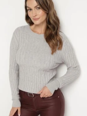 Szary Sweter z Wiskozą Ozdobiony Tłoczeniem Savinia wool fashion