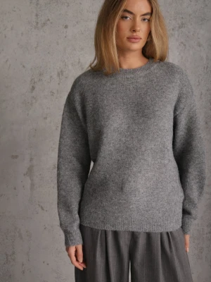 Szary Sweter Zimowy z Wełną Oversize Beliossa J&x