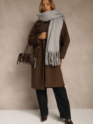 Szary Szalik Ozdobiony Frędzlami Owedela