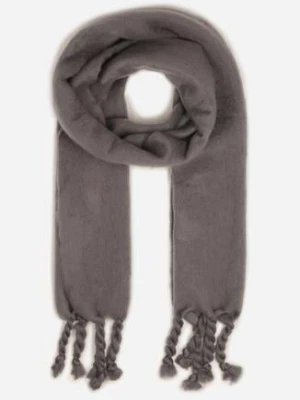 Szary Szalik Wykończony Frędzlami Nomilia