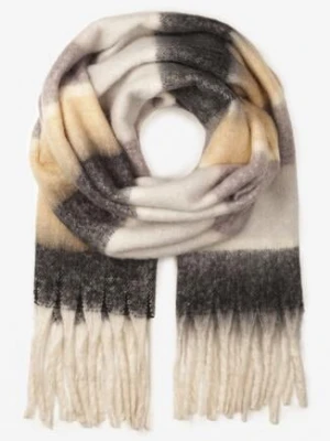 Szary Szalik z Miękkiej Dzianiny w Kratę z Frędzlami Venirla