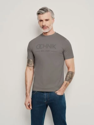 Szary T-shirt męski z logo OCHNIK