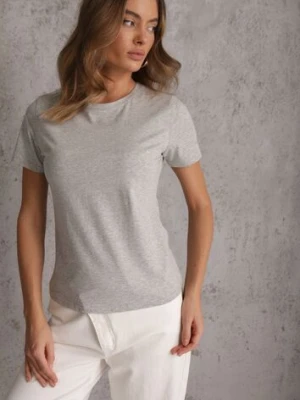 Szary T-shirt z Bawełny z Okrągłym Dekoltem Nedima jstyle