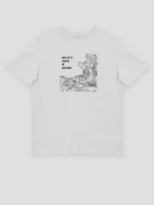 Szary T-shirt z nadrukiem z przodu Reporter Young