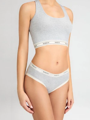 Szary tank-top z oddychającej bawełny z elastyczną taśmą - Denise POUPEE