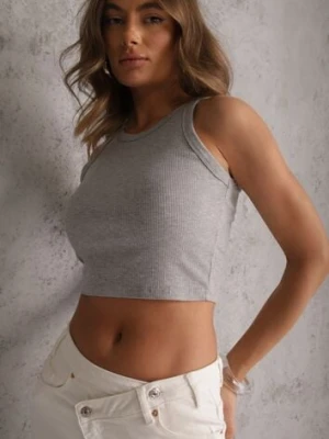 Szary Top na Ramiączkach Basic Prążkowany Zitira jstyle