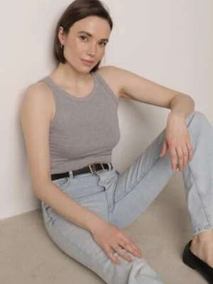 Szary Top z Prążkowanego Materiału Zitessa jstyle