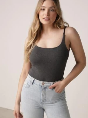 Szary Wiskozowy Top z Podwójnymi Ramiączkami Hendrea yu & me