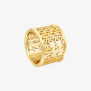 Szeroki Pierścionek Ze Srebra Vermeil Logo - Tous Rozmiar