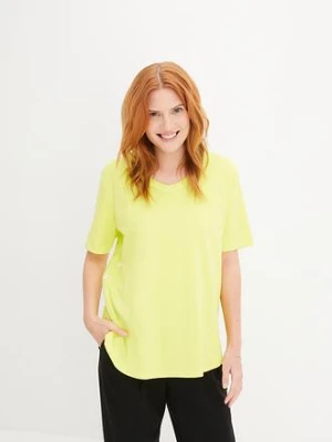 Szeroki T-shirt z bawełny organicznej BonPrix zielony