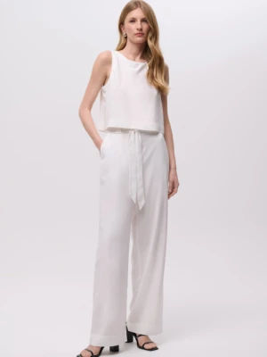 Szerokie białe spodnie z wiązanym paskiem Greenpoint