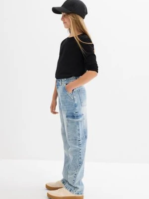 Szerokie dżinsy bojówki mid waist bonprix