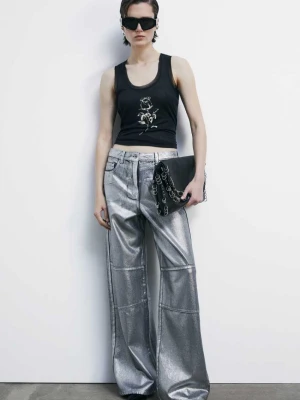 Szerokie jeansy z metalicznym efektem PATRIZIA PEPE
