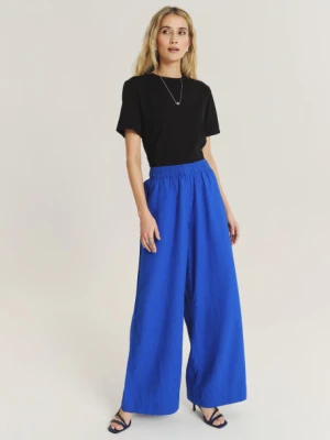 Szerokie kobaltowe spodnie z mieszanki lnu i wiskozy Greenpoint