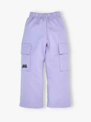 Szerokie spodnie dla dziewczynki fioletowe PANDAMELLO