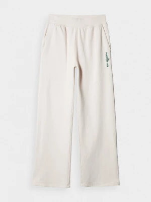 Szerokie spodnie dresowe damskie - kremowe OUTHORN